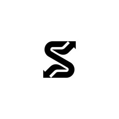 Stylized Letter S with Arrows in a Minimalist Design.