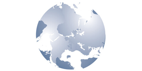 Simplified Globe Illustration Depicting Continents in Shades of Blue and Gray.