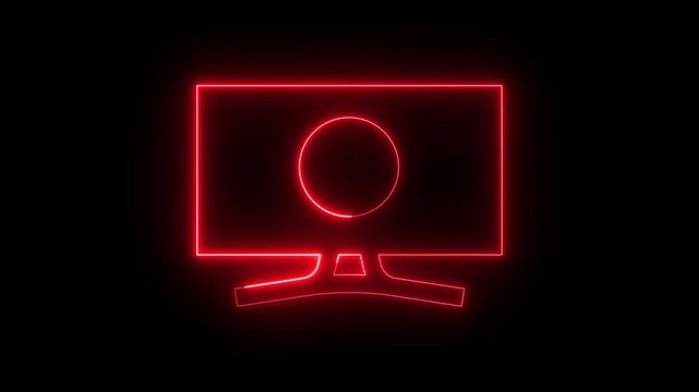 yan circle glow border, alpha channel, seamless loop, abstract glowing neon line circular lens animation neon light on black background, vertical design in tv screen monitor. presentation, retro, seam
