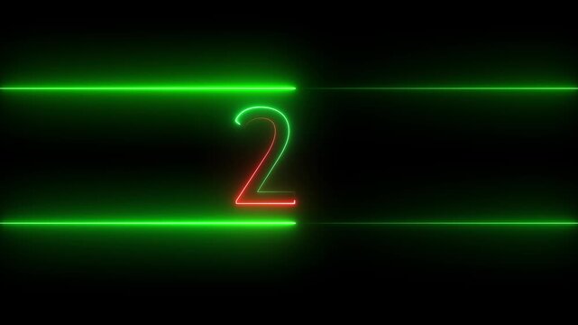 5 to 1 second modern digital countdown timer neon light style on black background, 5 seconds simple countdown timer.5 second technology digital neon led light game timer animation 