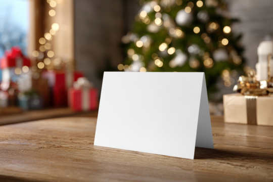 Festive card mockup scene png, transparent design