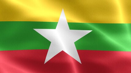 Myanmar flag - realistic waving fabric flag