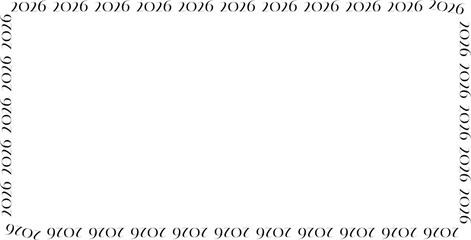 Stylish decorative border frame composed of the repeating year 2026 in a unique font, ideal for new year designs, future concepts, or calendar layouts