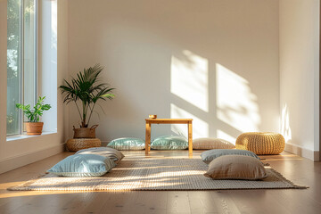 Bright room with natural light and minimalist decor