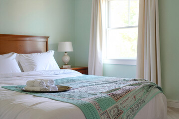 Cozy Bedroom with Clean Towels