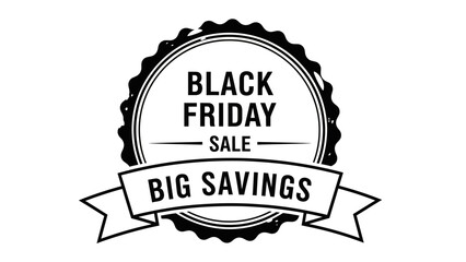 Black Friday sale badge for promotional marketing material offers big savings and festive deals for holiday shopping season discounts and promotions