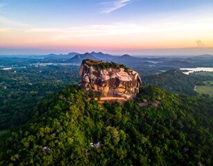 Majestic rock formation at sunrise