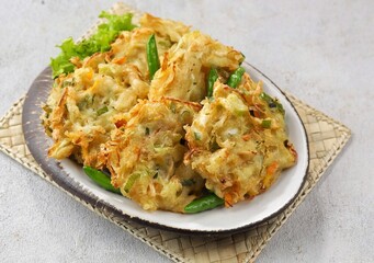 Bakwan Sayur is a fried food made from vegetables and wheat flour which is commonly found in Indonesia