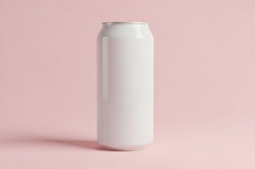 Sweet concept: Empty white juice can mockup with soft shadow.