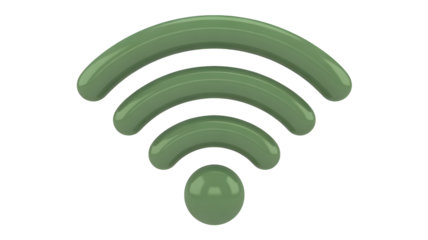 A simple green signal radiates outward against a black background.