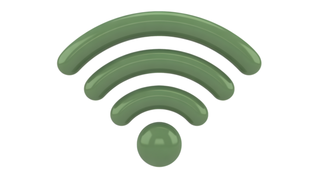 A simple green signal radiates outward against a black background.