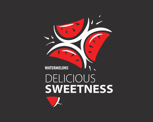 Unusual vector watermelon logo hand-drawn