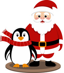 Festive Santa Claus and penguin friend spreading Christmas cheer and holiday magic