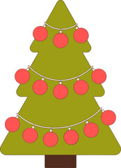 Festive Christmas tree adorned with cheerful ornaments for holiday celebrations