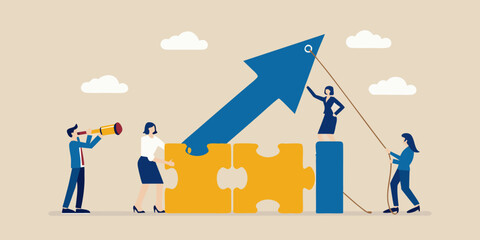 Teamwork and collaboration driving business growth and success