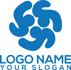 Modern Abstract Blue Circular Logo with Interlocking Elements