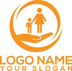 Family Care and Protection Logo with Mother and Child