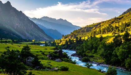mountain landscape with lake