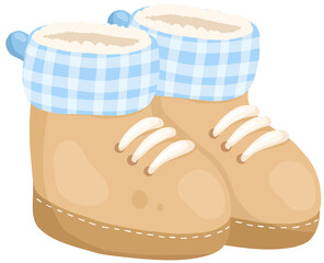 Cozy Winter Pastel – Winter Boots with Check Pattern – Cute Clipart