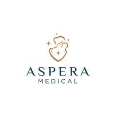 Elegant logo featuring a mother holding her baby symbolizing care and medical expertise.