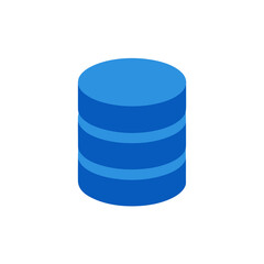 Isometric blue database server illustration on transparent background