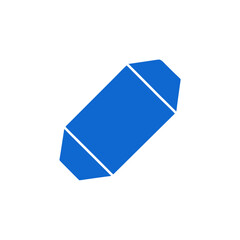 Blue geometric shape with white outline on transparent background