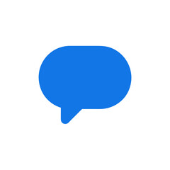 Illustration of a blue speech bubble icon on transparent background