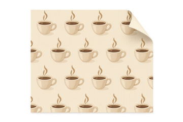 Repeating beige pattern of steaming coffee cups