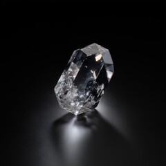 Brilliant Crystal Formation: A single, radiant crystal of quartz, its facets catching the light and displaying a mesmerizing shimmer and texture.