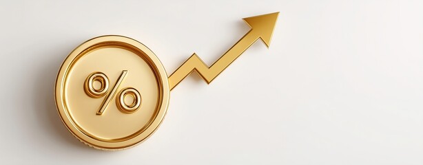 Financial Growth: A golden emblem of financial growth, depicting a percentage symbol intertwined with an upward arrow, symbolizing prosperity and economic progress.