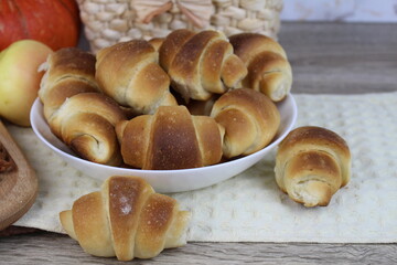 On the table are freshly baked bagels made according to a family recipe for tea