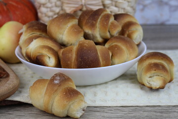 On the table are freshly baked bagels made according to a family recipe for tea