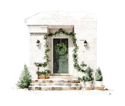 PNG Charming festive doorway illustration.