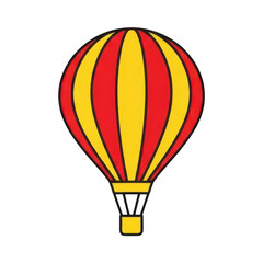 Naklejka premium Brightly colored striped airborne craft floats against a dark background