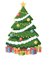 A Christmas tree decorated with lights and beautiful decorations