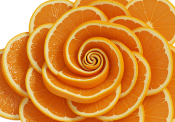 Orange slices arranged in a spiral pattern a citrus fruit design