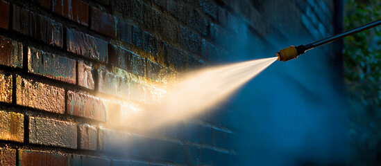 power washing a brick