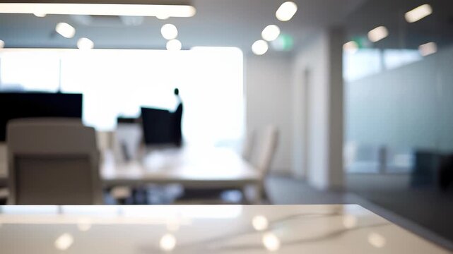 Office space in disarray, featuring blurred desks and chairs amidst a sense of chaos or upheaval, highlighting the importance of flexibility and adaptability in todays fast paced work.