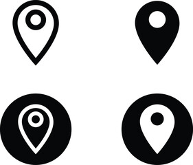 Illustration of four black and white location pin icons
