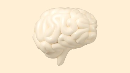 3D White Brain Model Background with Neuroscience and Medical Science Elements - 1