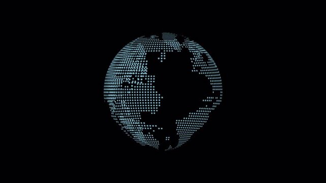 Digital Earth Globe Rotating on Black Background Animation. - Powered by Adobe