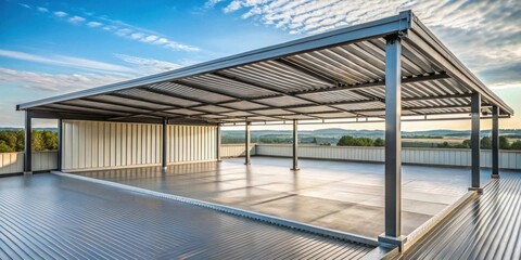Fototapeta premium Modern rooftop structure with metal covering and spacious open area