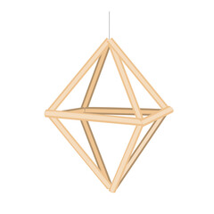 Christmas straw spider decoration element. Ukrainian and Scandinavian himmeli hanging straw holiday decoration. Vector isolated illustration