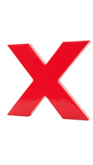 Obraz premium Red letter X, bold and glossy, stands out prominently against transparency background, symbolizing various concepts like rejection or mark