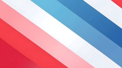 A clean and modern abstract background featuring parallel diagonal stripes in vibrant shades of red pink white and blue creating a dynamic geometric pattern