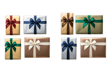 Transparent image of Assorted Gift Boxes with Elegant Ribbon Knots