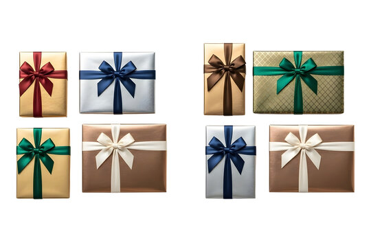 Transparent image of Assorted Gift Boxes with Elegant Ribbon Knots