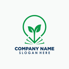 plants point logo design template, plants and book logo design