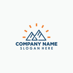 triple mount logo design template, adventure vintage logos
