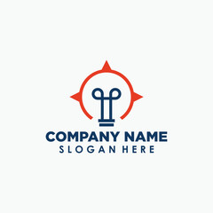 bulb and compass logo design template, smart logo icon design